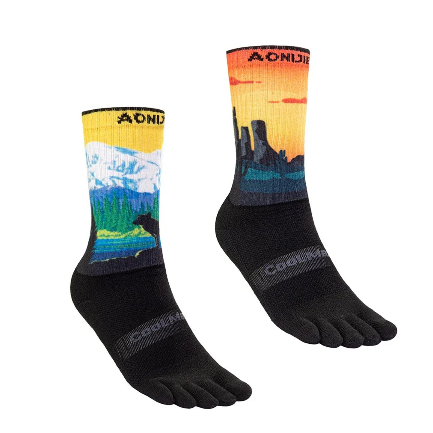 AONIJIE One Pair Five Mid-Calf Athletic Toe Socks - E4843