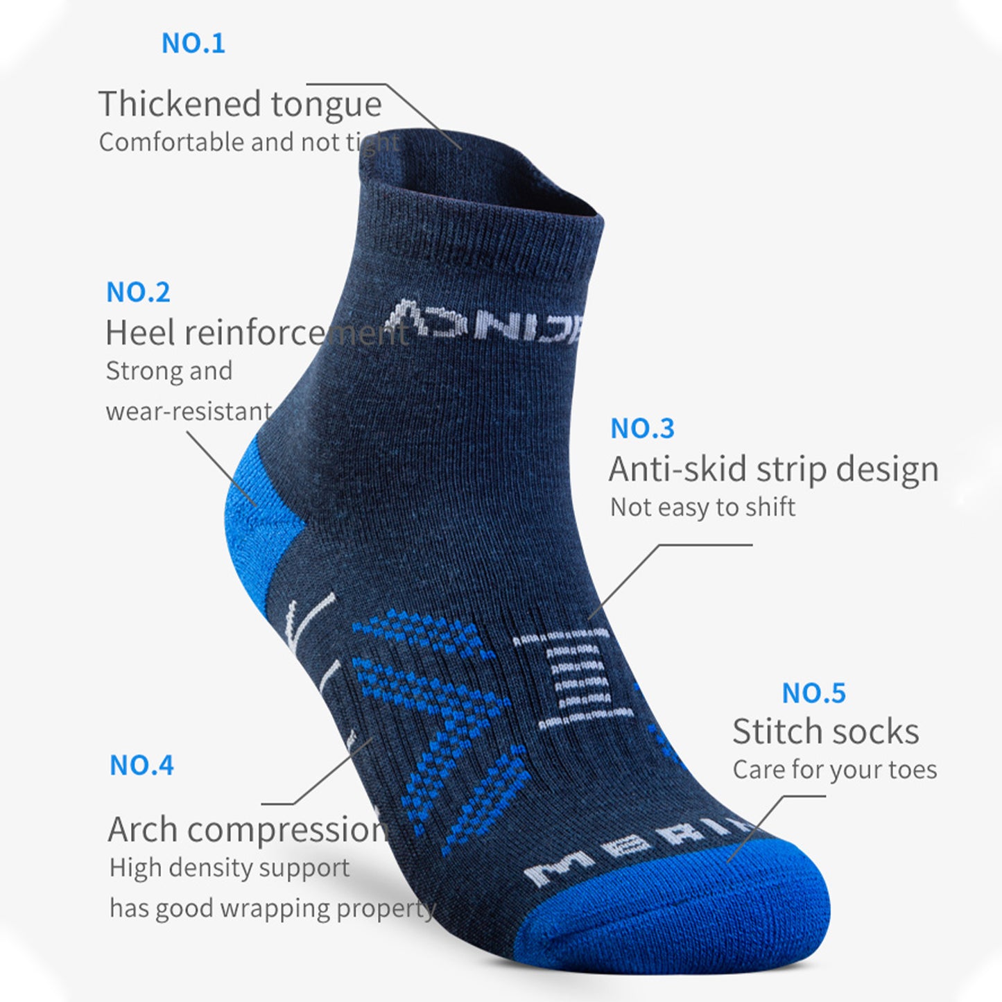 AONIJIE One Pair Sports Wool Socks - E4828 E4829