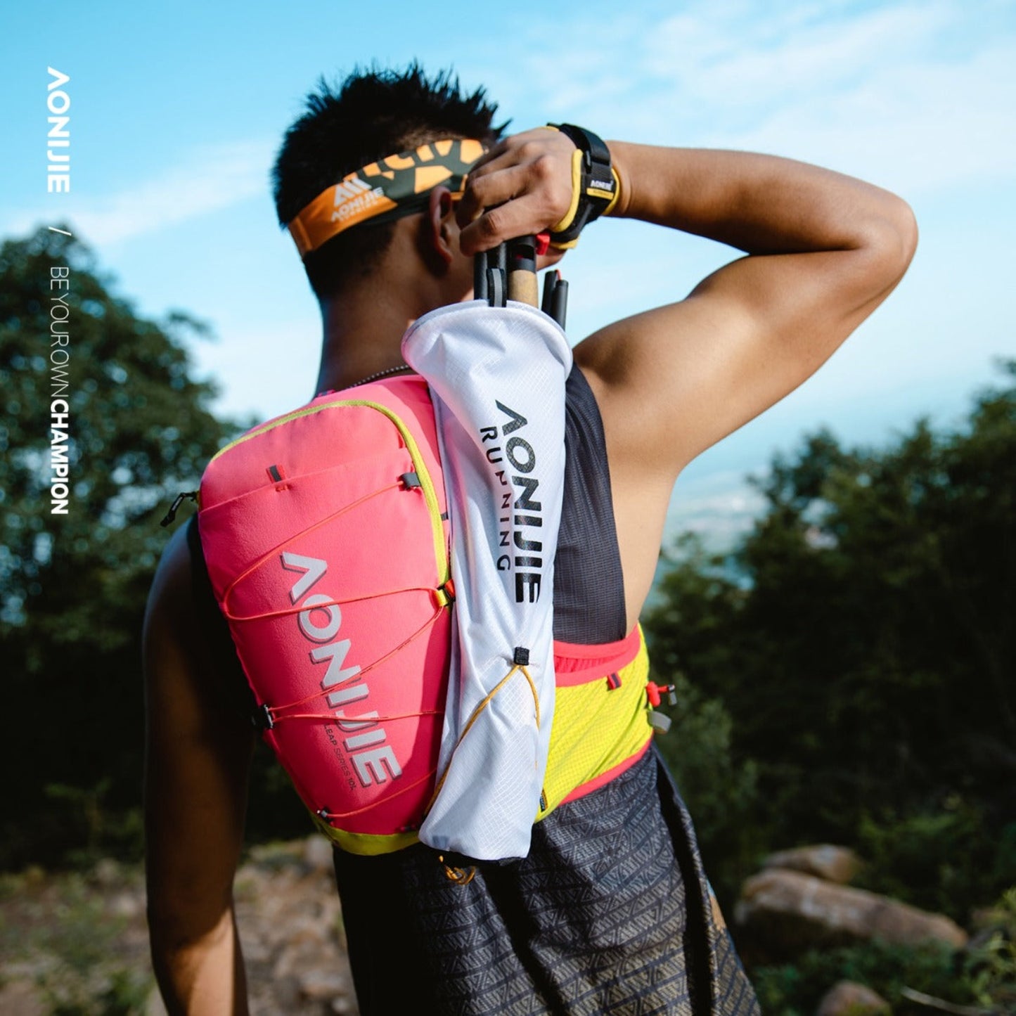 AONIJIE Light Pink 10L Trail Running Vest Backpack - C9116