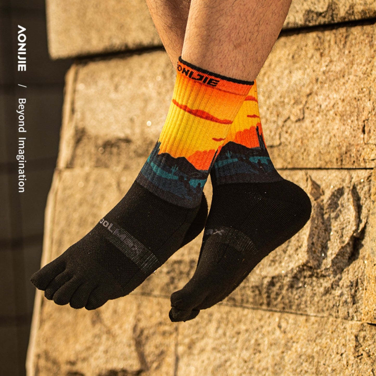 AONIJIE One Pair Five Mid-Calf Athletic Toe Socks - E4843