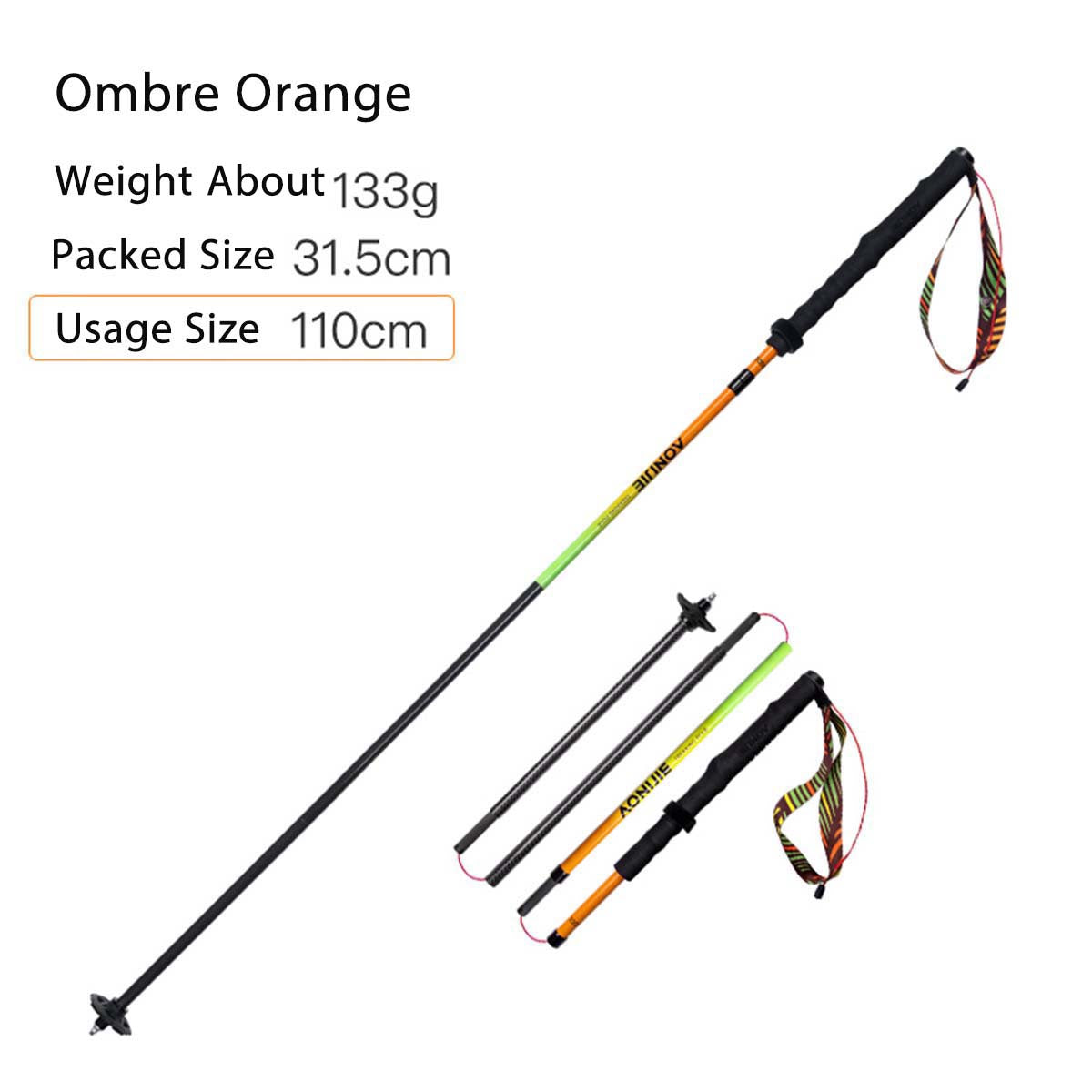 AONIJIE New Colors Carbon Fiber Trail Running Poles-E4204