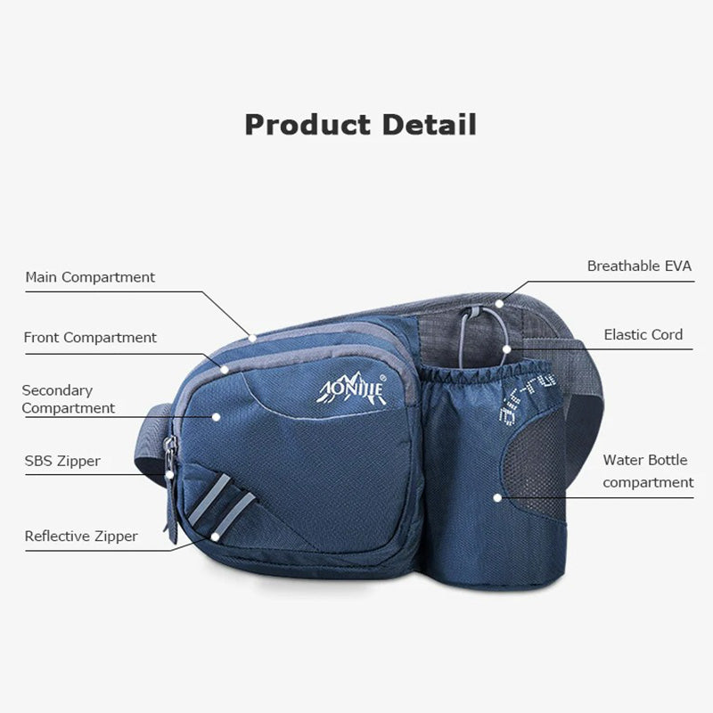 AONIJIE Waterproof Hydration Waist Bag with 600ML Water Bottle for running, fitness, cycling & fishing-E809