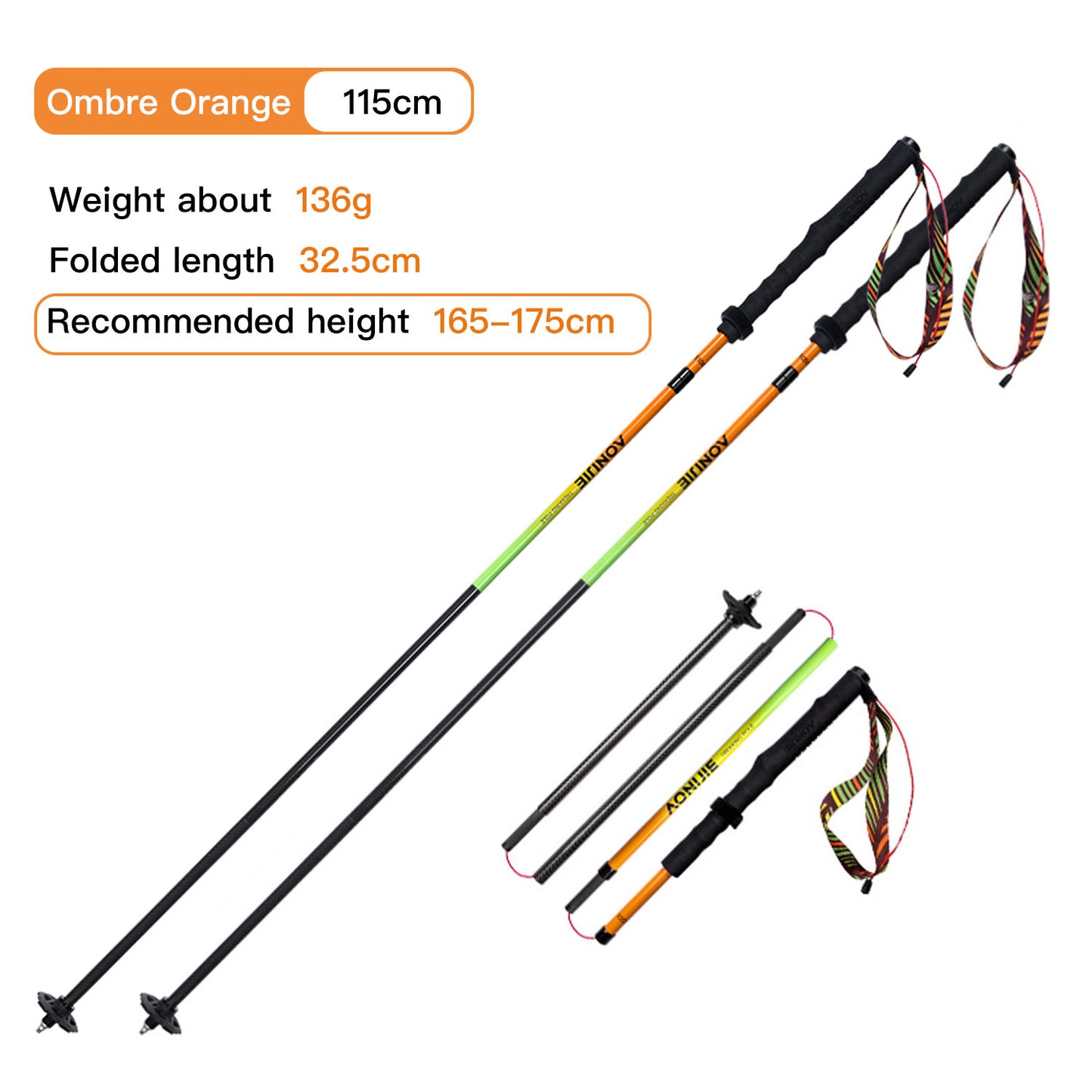 AONIJIE New Colors Carbon Fiber Trail Running Poles-E4204