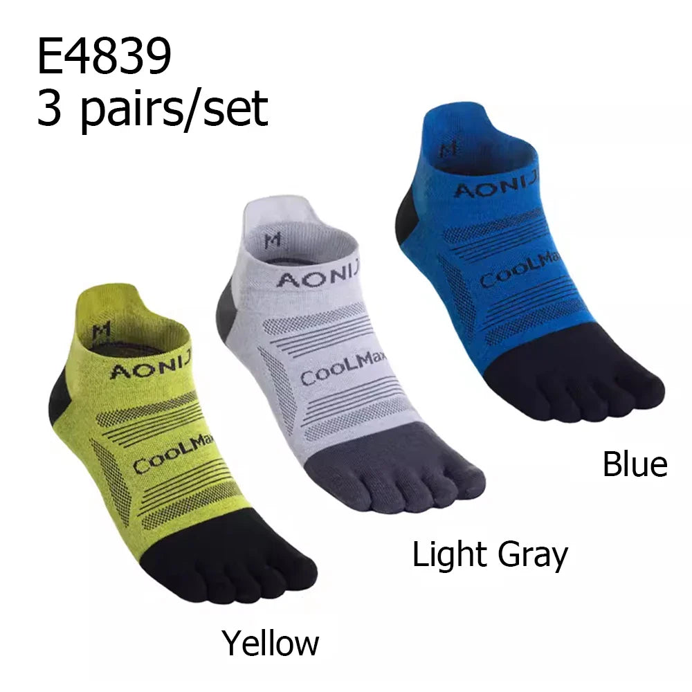 AONIJIE 3 Pairs Professional Running Low Cut Toe Socks-E4839