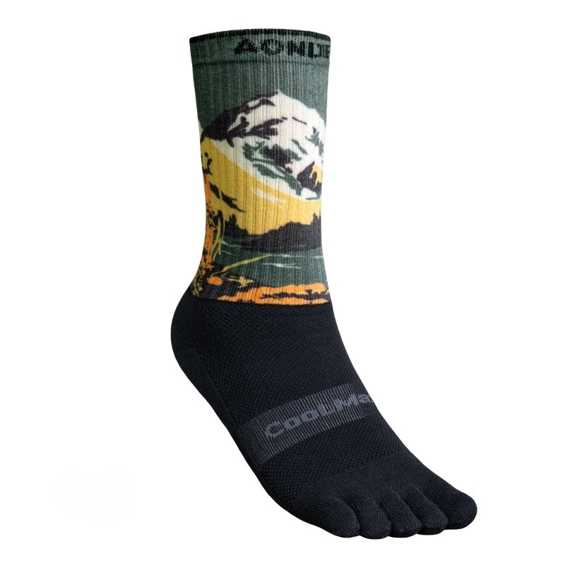 AONIJIE One Pair Five Mid-Calf Athletic Toe Socks - E4843