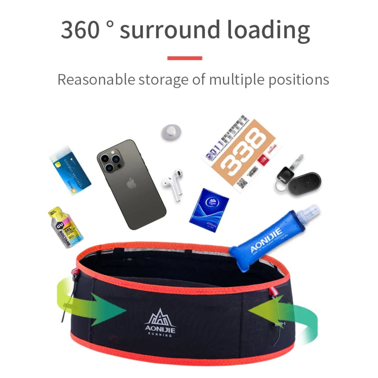AONIJIE Running Hydration Belt with 250ml Soft Flask - W938S