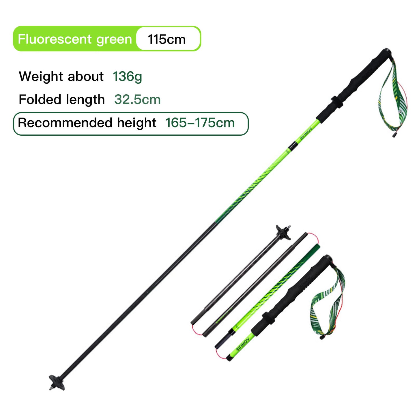 AONIJIE New Colors Carbon Fiber Trail Running Poles-E4204