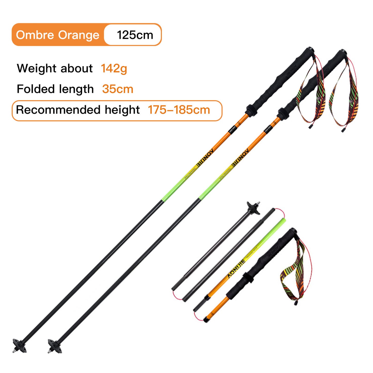 AONIJIE New Colors Carbon Fiber Trail Running Poles-E4204