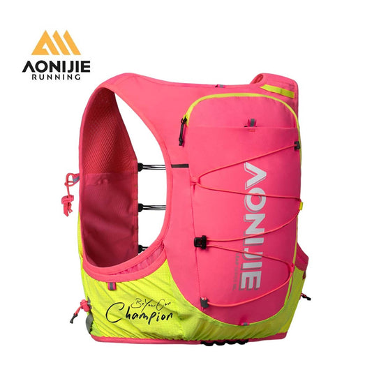 AONIJIE Light Pink 10L Trail Running Vest Backpack with Bottle Holder & Pole Loop for Marathon Hiking - C9116