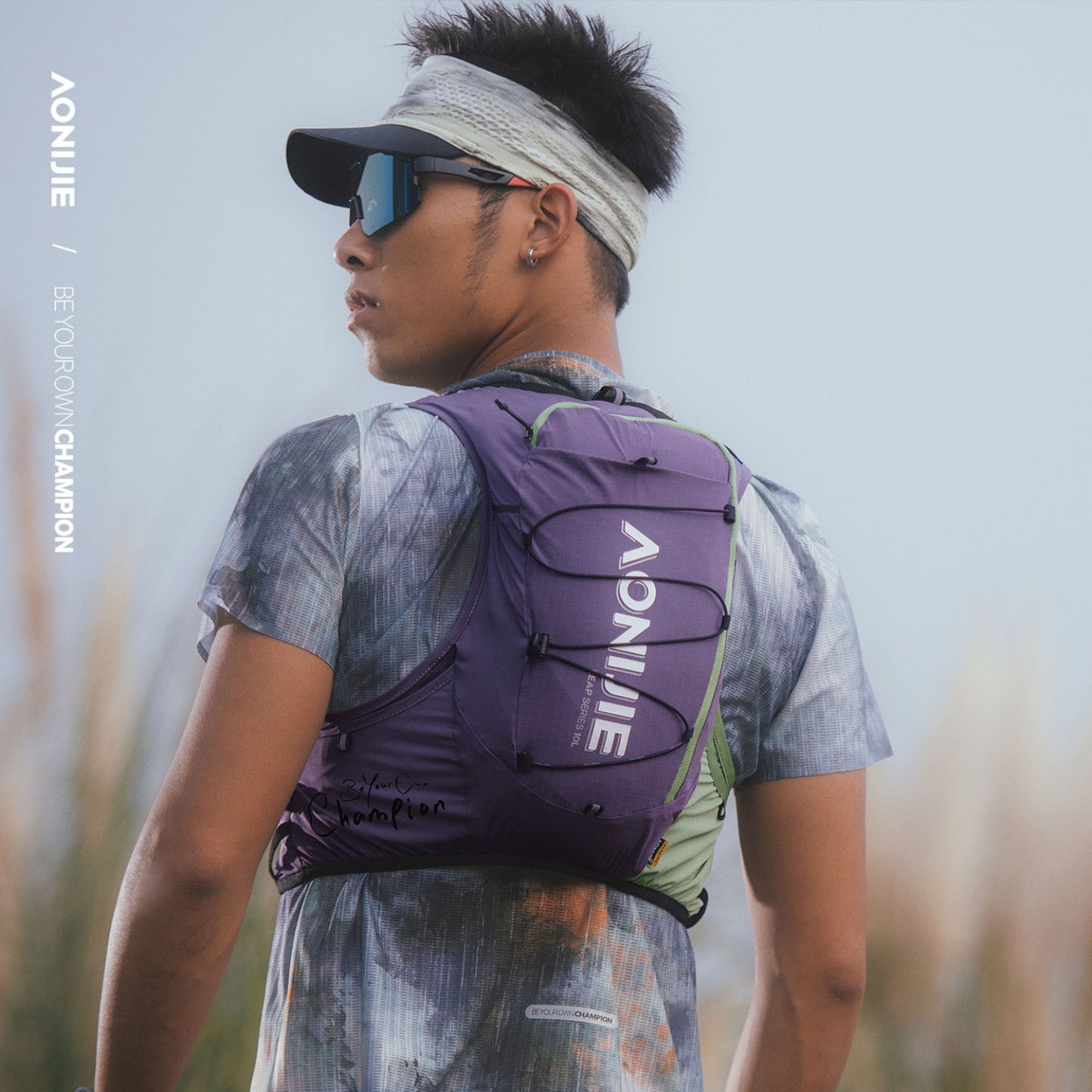 AONIJIE 10L Purple-green Trail Running Backpack - C9116