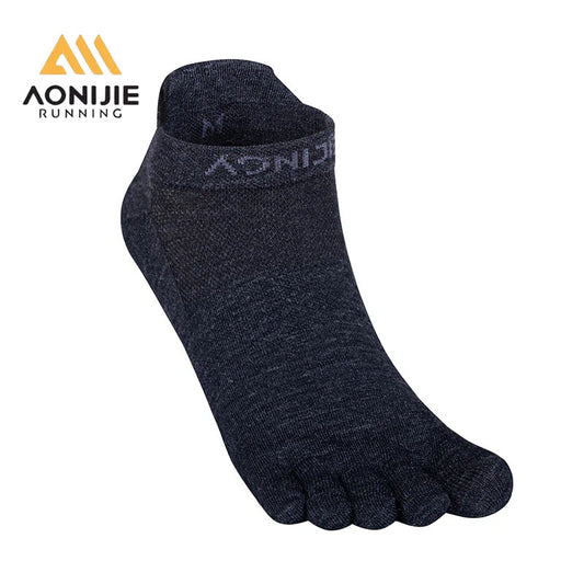 AONIJIE  Black Woollen Five-Finger Socks-E4822
