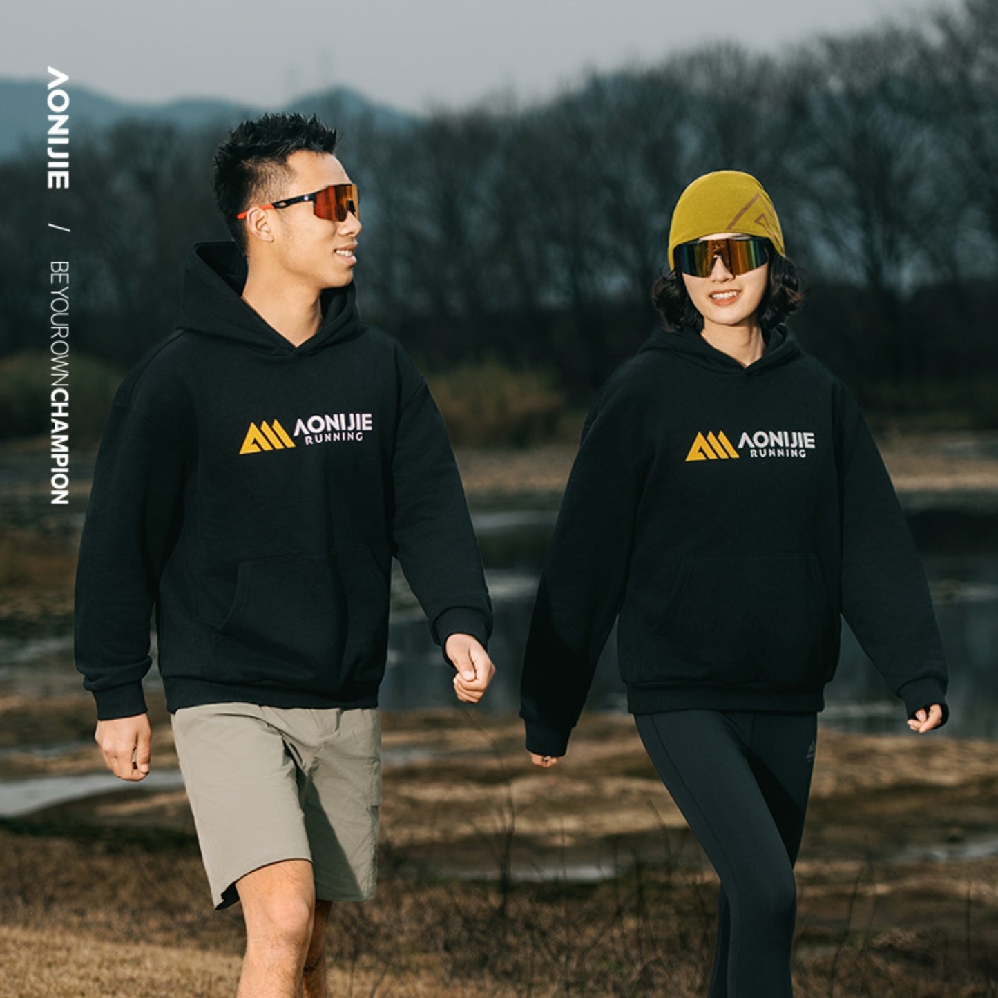 AONIJIE  Classic Black Athletic Hoodie - FM5227