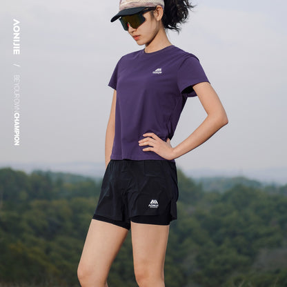 AONIJIE Women's Trail Running Waist Pack Shorts -FW6257