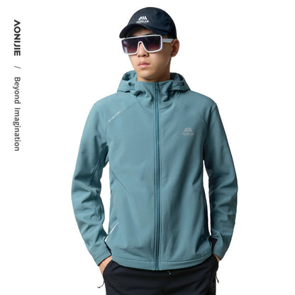 AONIJIE Men Waterproof Fleece-Lined Softshell Jacket-FM5208