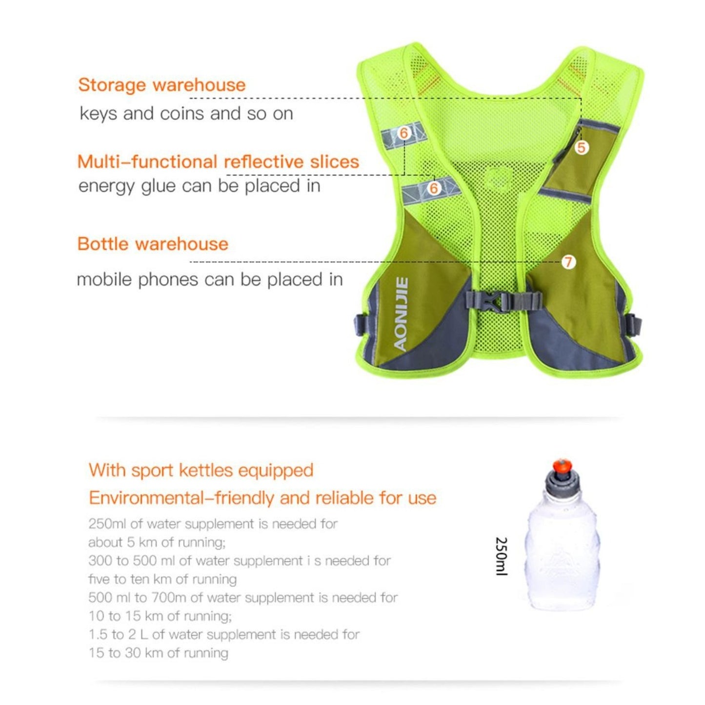 AONIJIE Reflective Running Pack -E884