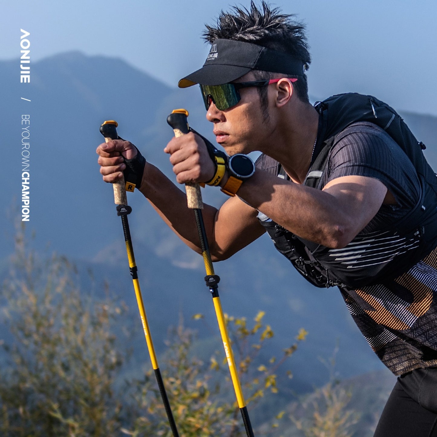 AONIJIE Cork Grip Carbon Fiber Trail Running Poles -E4218