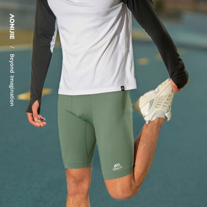 AONIJIE  Men Circumferential Pocket Athletic Compression Shorts -FM5120