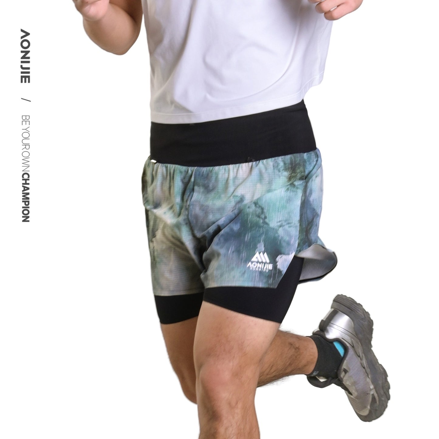 AONIJIE Men's Trail Running Waist Pack Shorts -FM5257