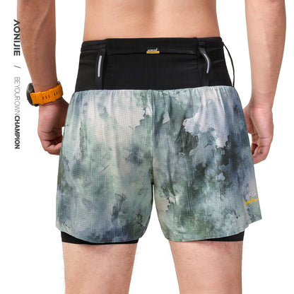 AONIJIE Men's Trail Running Waist Pack Shorts -FM5257