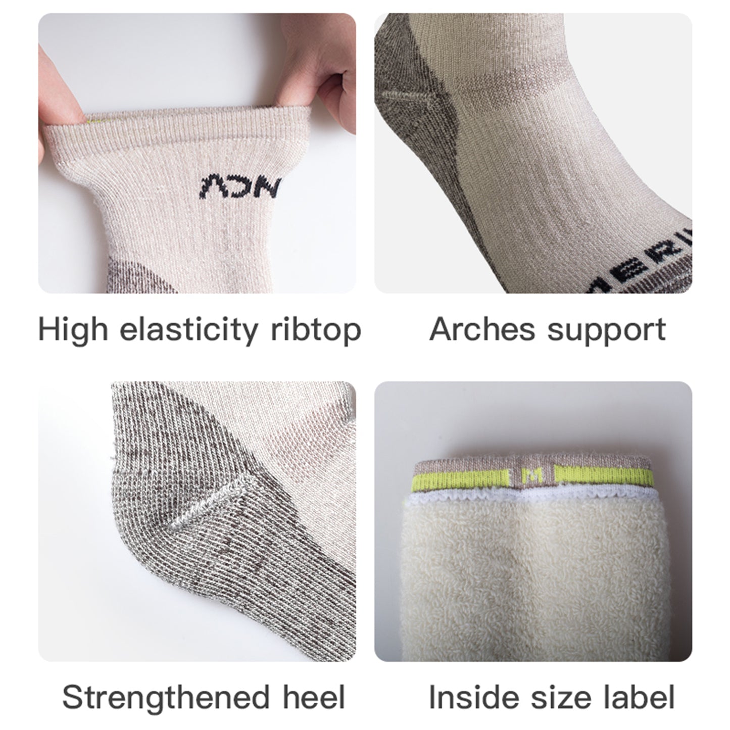 AONIJIE One Pair Merino Wool Thickened Snow Socks-E4826 E4827
