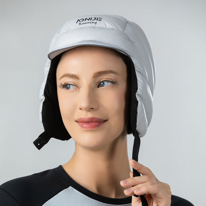 AONIJIE White Duck Down Earflap Hat -M35