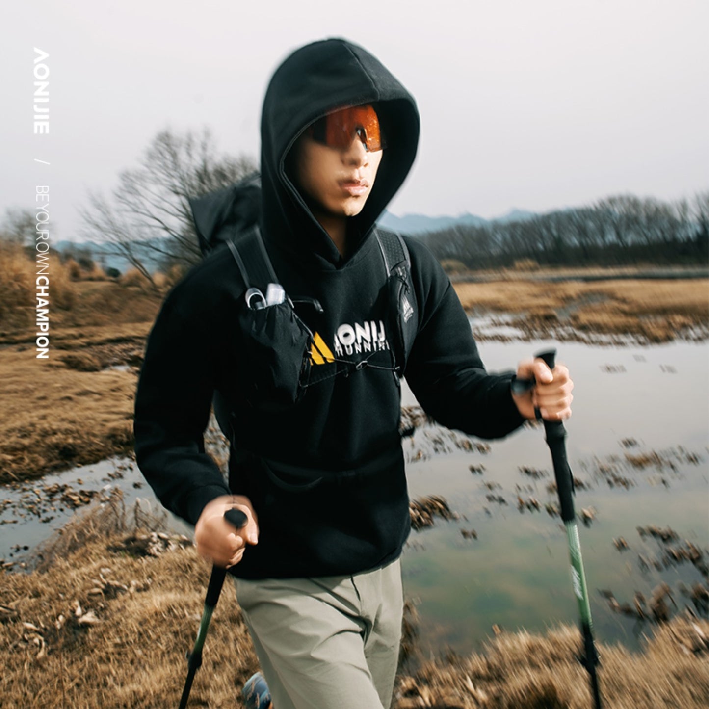AONIJIE  Classic Black Athletic Hoodie - FM5227