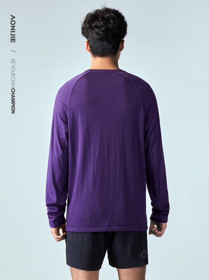 AONIJIE Men's Merino Wool Long-Sleeve Top -FM5270