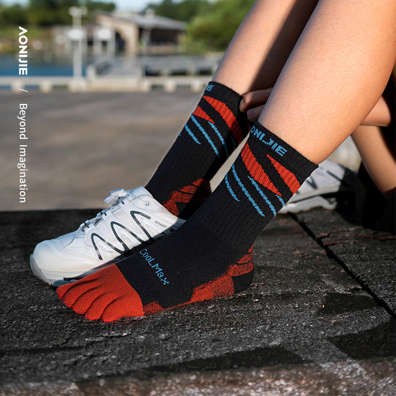 AONIJIE One Pair Crew Athletic Five-Toe Socks -E4846