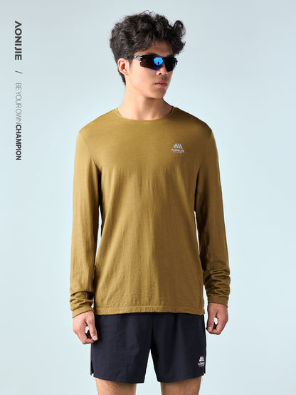 AONIJIE Men's Merino Wool Long-Sleeve Top -FM5270