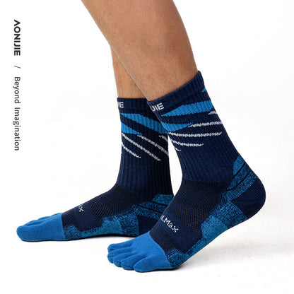 AONIJIE One Pair Crew Athletic Five-Toe Socks -E4846
