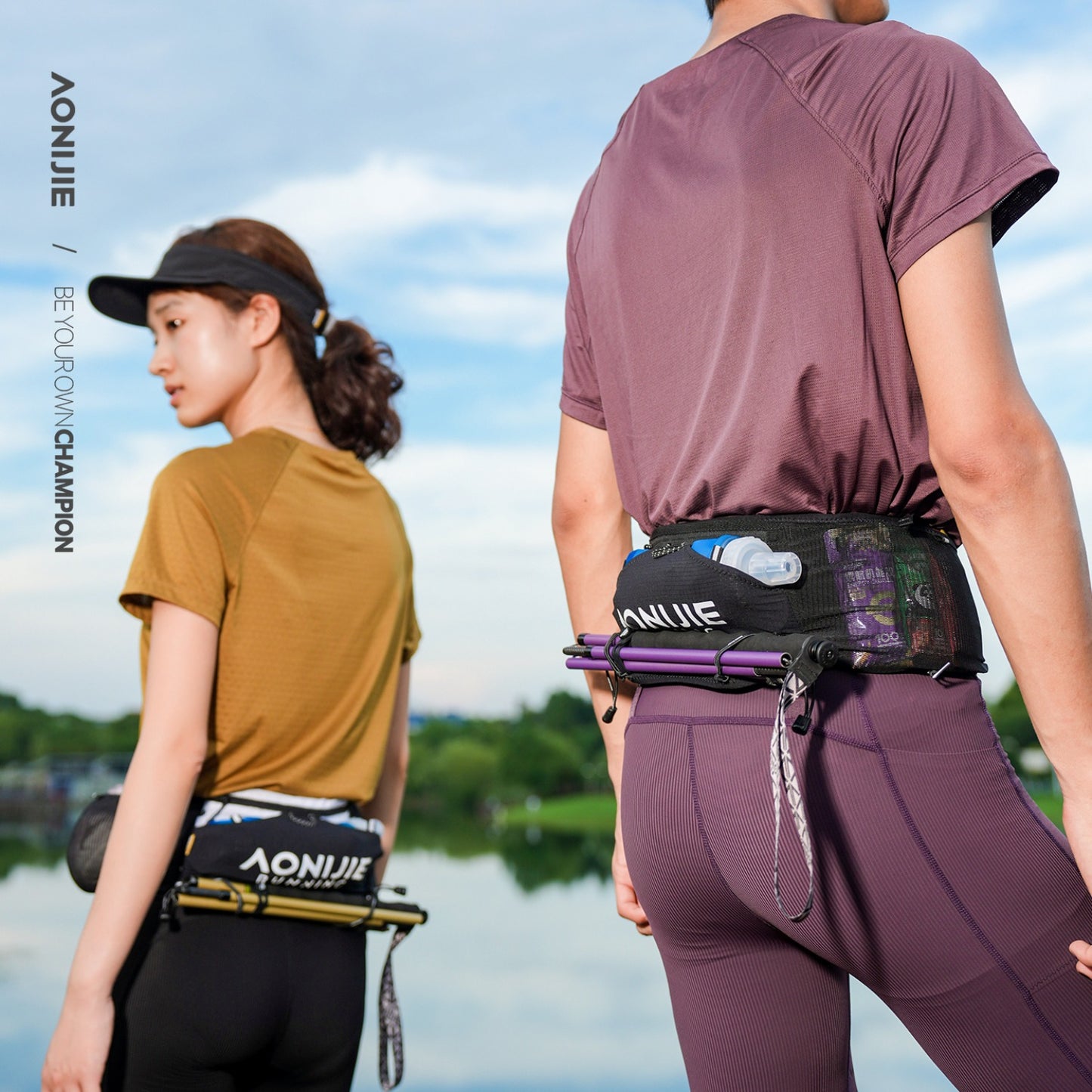 AONIJIE Upgraded 360° Storage Waist Pack with 500ml Bottle -W8141