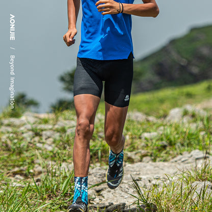 AONIJIE Men Compression Built-In Phone Pocket Athletic Shorts - FM5182