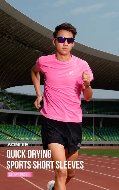 AONIJIE - Men’s Performance T-Shirt - Quick-Dry, Breathable, Reflective - FM5178