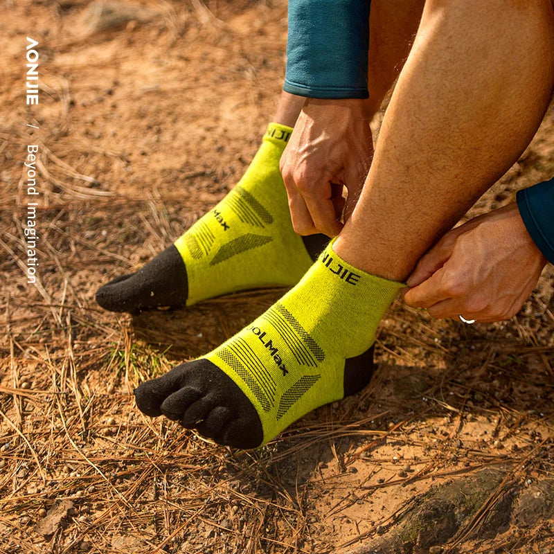 AONIJIE 3 Pairs Five Toe Socks-Unisex Mid length-E4839