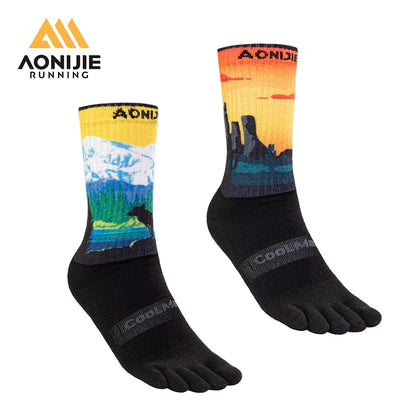 AONIJIE -One Pair Five Toe Socks-Unisex Long Tube - E4843