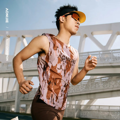 AONIJIE  Men Sports Quick Dry Trail Running  Sleeveless Tank Top for Running, Ftness, and Competition-FM5235