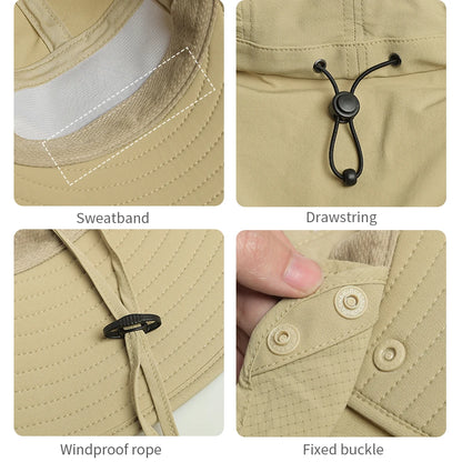 AONIJIE  Unisex 360° Sun Protection Shawl Hat with Face Cover & Neck Flap for Fishing Hiking-E4627