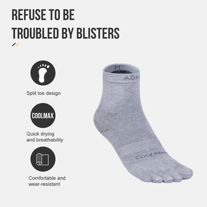 AONIJIE 3-Pair Mid-Length Coolmax Quick-Dry Five Toe Socks for Outdoor Climb &Hiking-E4845