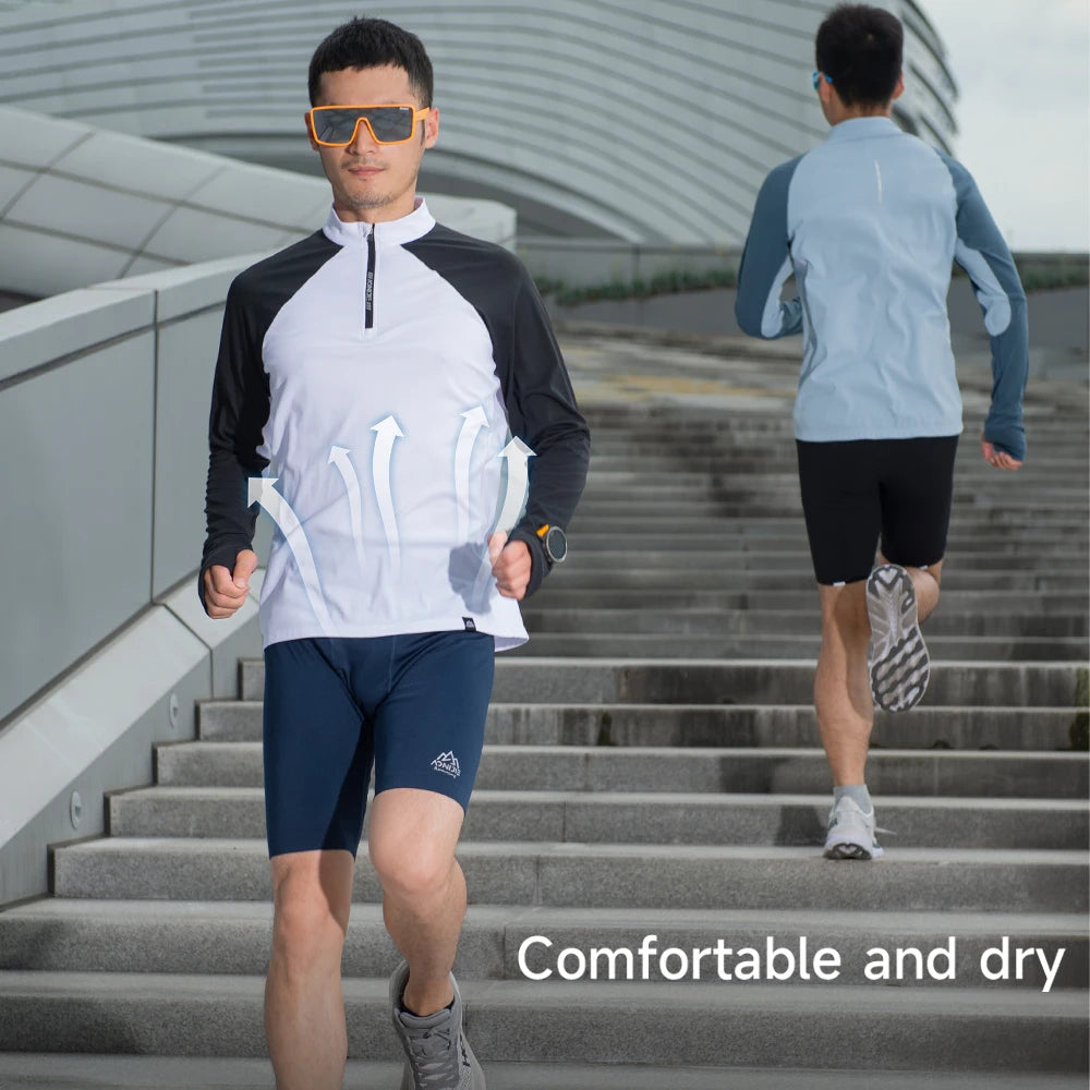 AONIJIE Men’s Lightweight Training Shirt: Long Sleeve, Stand Collar-FM5172