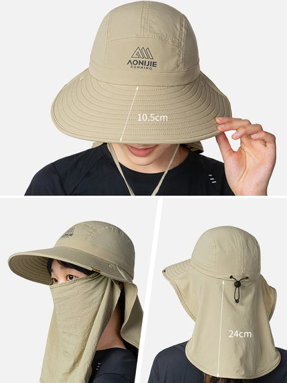 AONIJIE  Unisex 360° Sun Protection Shawl Hat with Face Cover & Neck Flap for Fishing Hiking-E4627