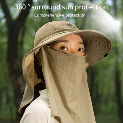AONIJIE  Unisex 360° Sun Protection Shawl Hat with Face Cover & Neck Flap for Fishing Hiking-E4627