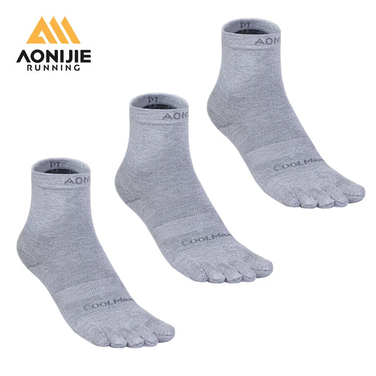 AONIJIE 3-Pair Mid-Length Coolmax Quick-Dry Five Toe Socks for Outdoor Climb &Hiking-E4845