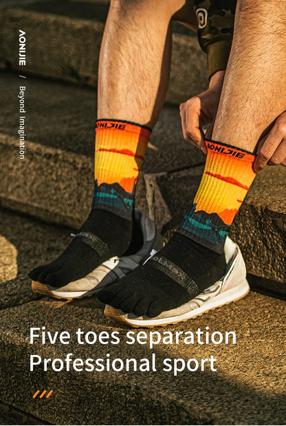 AONIJIE -One Pair Five Toe Socks-Unisex Long Tube - E4843