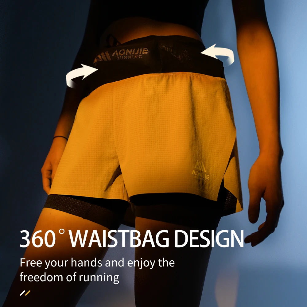 AONIJIE Women's Running Shorts - Quick-Dry Breathable with Waist Bag for Marathon & Trail -FW6226