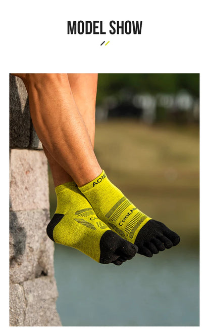 AONIJIE 3 Pairs Five Toe Socks-Unisex Mid length-E4839