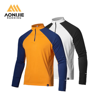 AONIJIE Men’s Lightweight Training Shirt: Long Sleeve, Stand Collar-FM5172