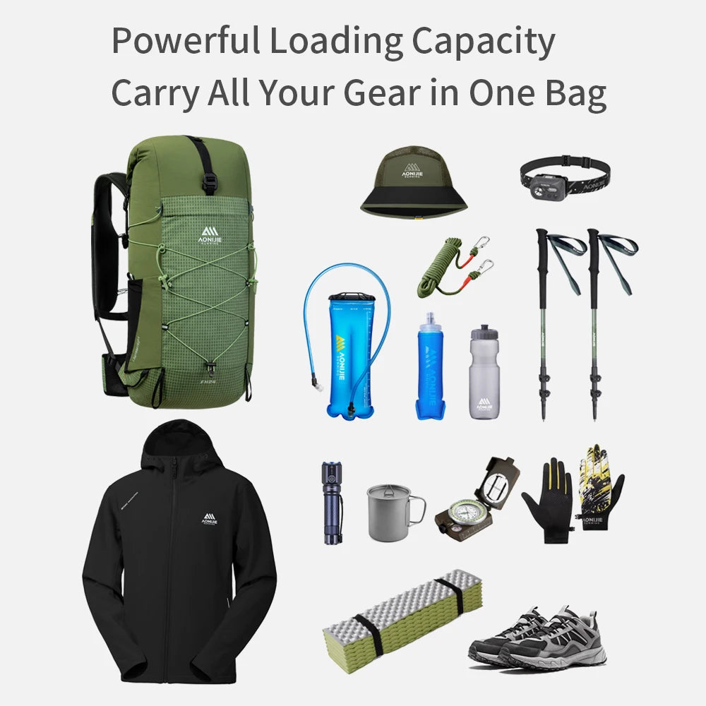 AONIJIE 24L Lightweight Hiking Backpack, Multifunctional Travel Daypack-FH2524