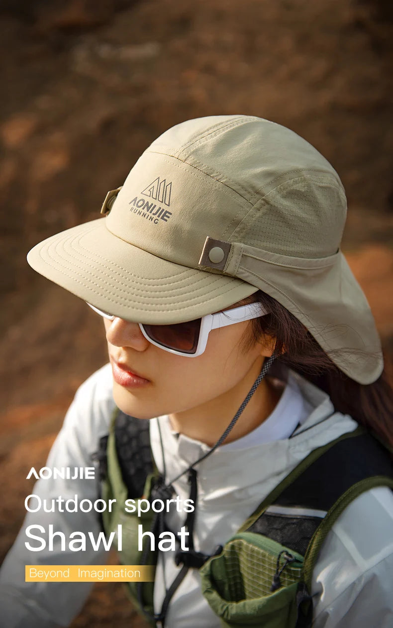 AONIJIE - Sun Protection Cap with Removable Shawl - E4625