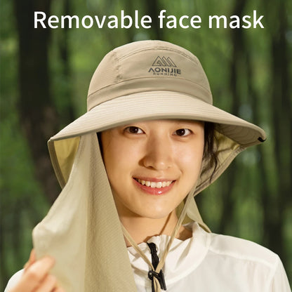 AONIJIE  Unisex 360° Sun Protection Shawl Hat with Face Cover & Neck Flap for Fishing Hiking-E4627