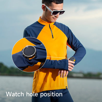 AONIJIE Men’s Lightweight Training Shirt: Long Sleeve, Stand Collar-FM5172